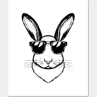 Bunny Face With Sunglasses For Boys Men Kids Easter Day Posters and Art